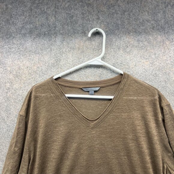 John Varvatos Shirt Mens Large Brown V Neck 100% Linen Lightweight Casual - Picture 7 of 10